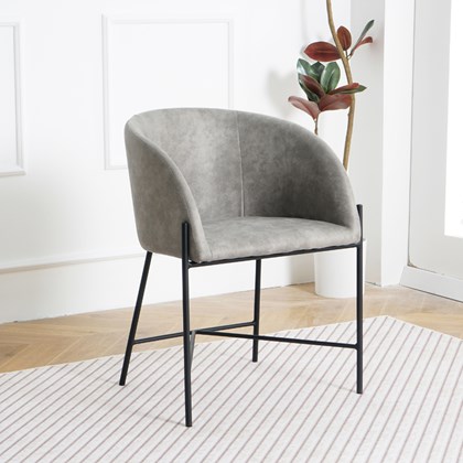 Dining Chair - Light Grey Microfiber