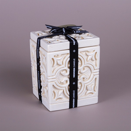 Large Square Jar Full Beige Lavender Mint