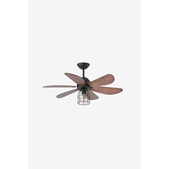 Ceiling Fan with Light S - Black & Walnut
