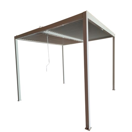 Aluminium Pergola 4x4m with Curtain - White