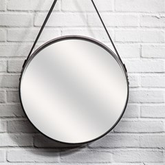 Round Mirror With Black Handle 50 cm