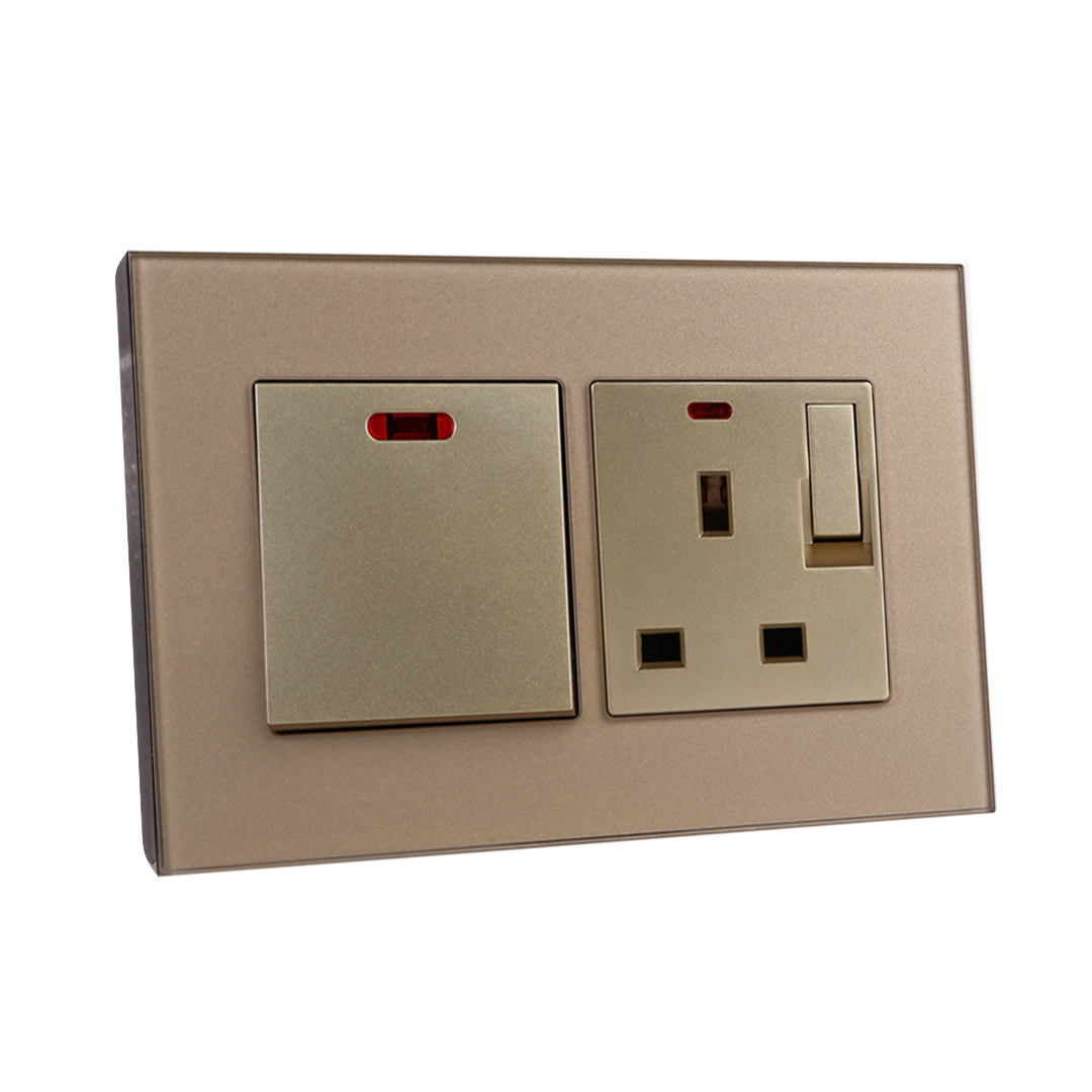 Cooker Unit 45A 13A Socket Gold Temp Glass