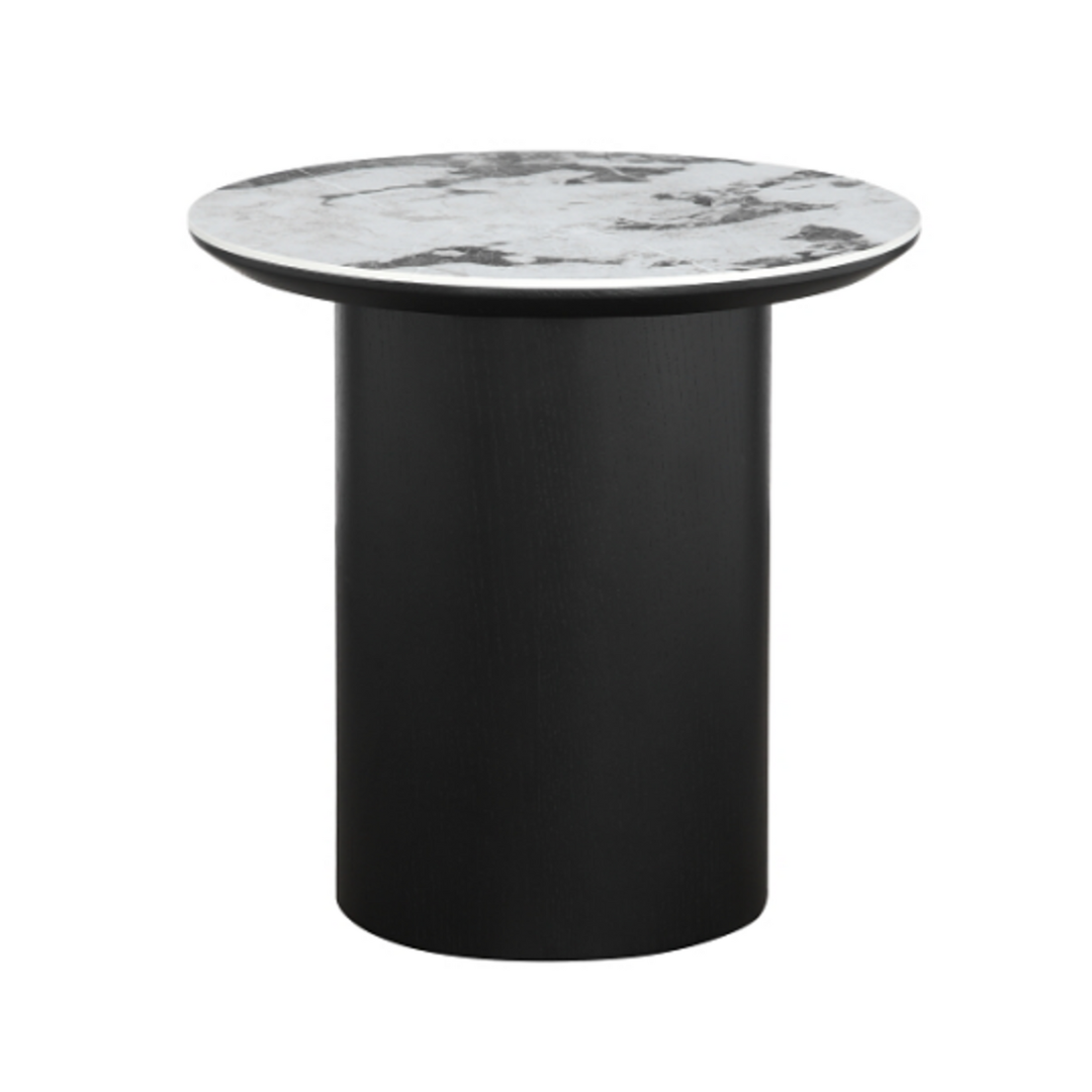 End Round Table 500x500mm - Black & White