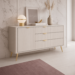 Bedroom Set 160x200 – Beige & Gold
