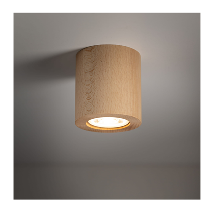 Surface-Mounted Wooden Tube Spotlight GU10 - Beech Finish