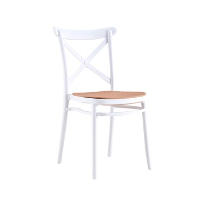 Dining Chair White Brown