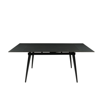 Extendable Dining Table - Grey Ceramic Stone Top with Black Frame