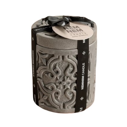 Maltese Tile Small Cylinder Candle Jar - Gray Lavender Mint