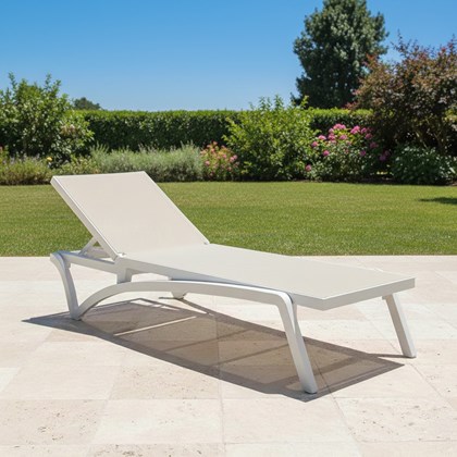 Taupe Adjustable Outdoor Sun Lounger