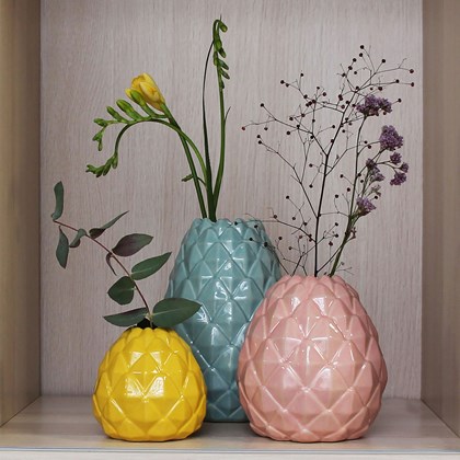 Vase Pineapple 10cm Tropicana Ceramic Yellow