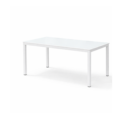 Aluminium Glass Table & White Chairs