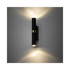 Black and Gold Wall Lamp with Adjustable Spotlight