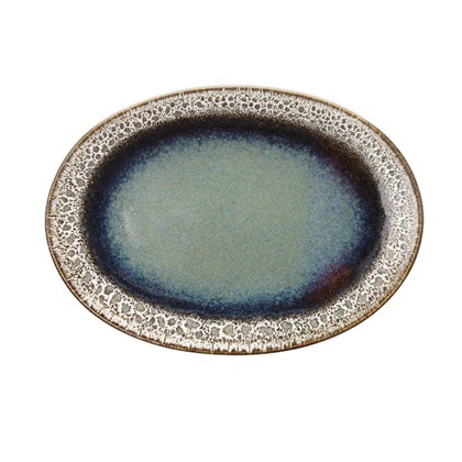 Oval Plate 30cm Blue And Brown