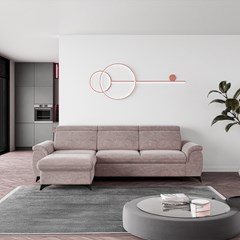 Sofa LH with Adjustable Headrests & Storage -  Grey