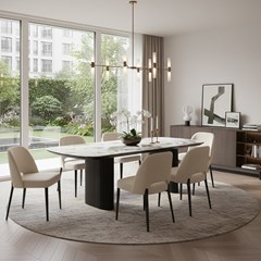 Dining Table 1990x990x750 - Black & Ceramic