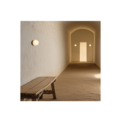 Wall Light 1xG9 LED Max 5W – Natural Stone/Brown Wood/Opal Glass