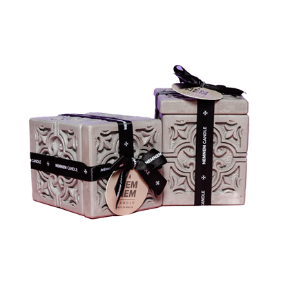 Large Cube Jar Maltese Tile Grey - Oud Black
