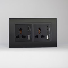 2 Gang 13Amp Socket USB-C Black Matte Series
