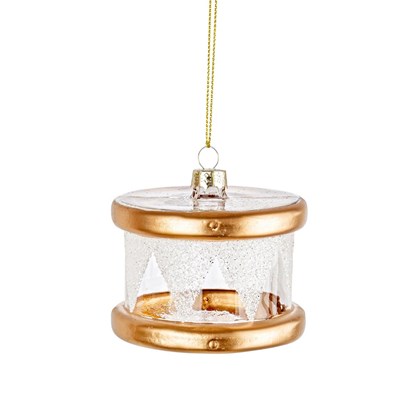 Drum Transparent Gold Glass Ornament