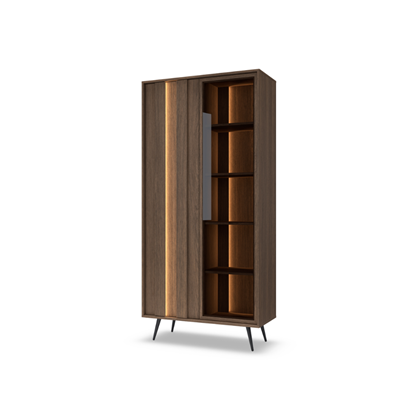2D Tall Display Cabinet - Dark Wood