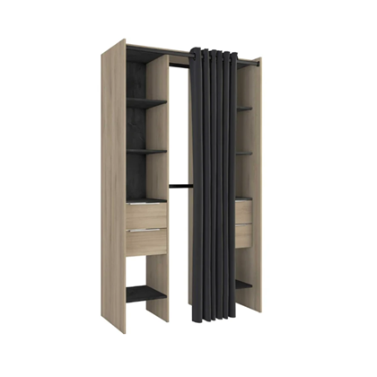 Extendable Wardrobe 115/190 cm – Kronberg Oak & Black