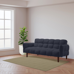 3-seater Sofa Bed Navy Blue Sole Metal Leg