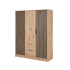 Wardrobe 3 Doors 2 Drawers with Mirror – Artis Oak