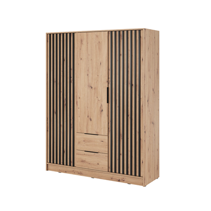 Wardrobe 3 Doors 2 Drawers with Mirror – Artis Oak