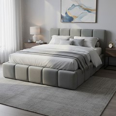 Upholstery Bed with Gas Lift 160x200 - Light Grey