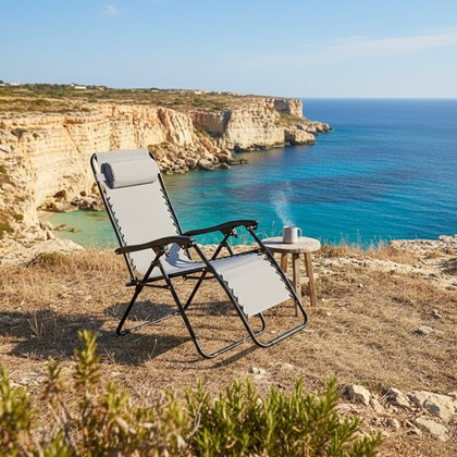 Outdoor Reclining Chair with Pillow - Grey