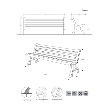 Bench with Pine wood planks