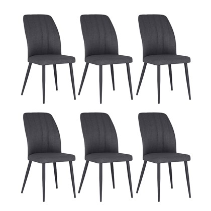 Set Of 6 Dining Chair Grey Polyester