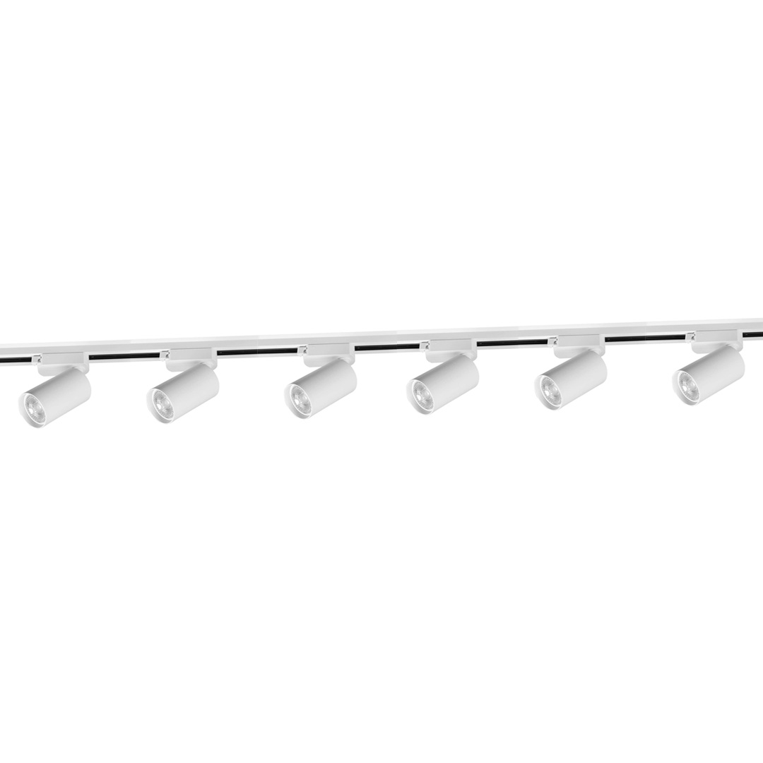 Complete Set of 2 Meter Track With 6 Spotlights White