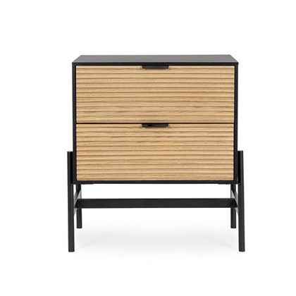 Bedside Table Allycia 2 Drawers - Black-Natural