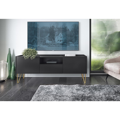 TV Unit 2 Doors 1 Drawer – Black