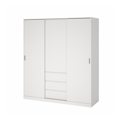 Wardrobe with 2 Sliding Doors, 1 Door & 3 Drawers – White