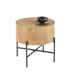 Round Coffee Table - Natural Oak and Black