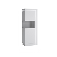 1D Vitrine Cabinet – White Alpin & White Glass (Left Hand)