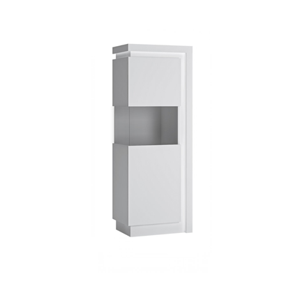 1D Vitrine Cabinet – White Alpin & White Glass (Left Hand)