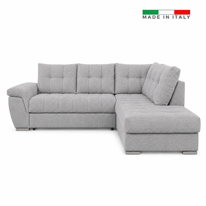 Corner Sofa 3-Seater with Pull-Out Bed & Right Storage – Light Grey
