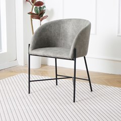 Dining Chair - Light Grey Microfiber