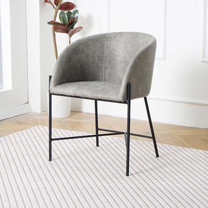 Dining Chair - Light Grey Microfiber