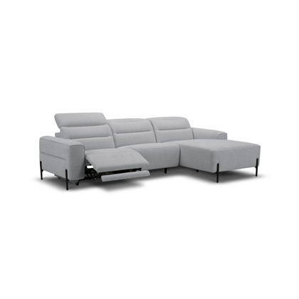 2-Seater Sofa Right-Facing with Electric Recliner & Manual Headrest – Stone Grey