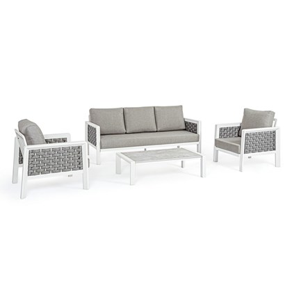 Outdoor Sofa Set of 4 - Grey & White