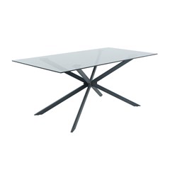 Dining Table 180x90x75cm Black Glass