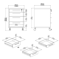 Mobile Cabinet Black Woodgrain Finish