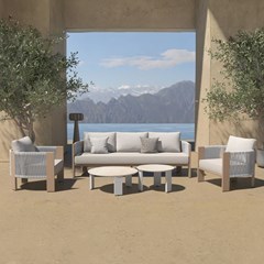 Garden Sofa Set Of 5 - White & Wood
