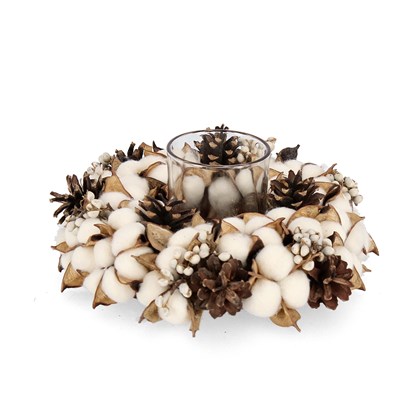 Loiza Cotton Flower 1p Round Candle Holder