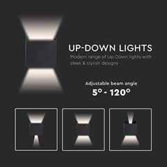 5W Wall Lamp with Bridglux Chip Black Body Square IP65 3000K
