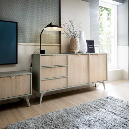 Sideboard 3 Drawer 2 Door – Herringbone Scandi & Eucalyptus